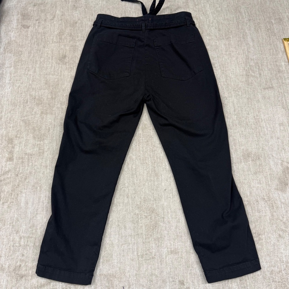Sundry Black Tie Waist Tapered Trousers High Rise Cotton Blend Pants Size 26 - Picture 2 of 10